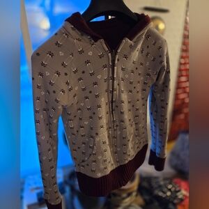 47. Reversible Powder Room Patterned Zip-Up Hoodie Sweater Womens Small